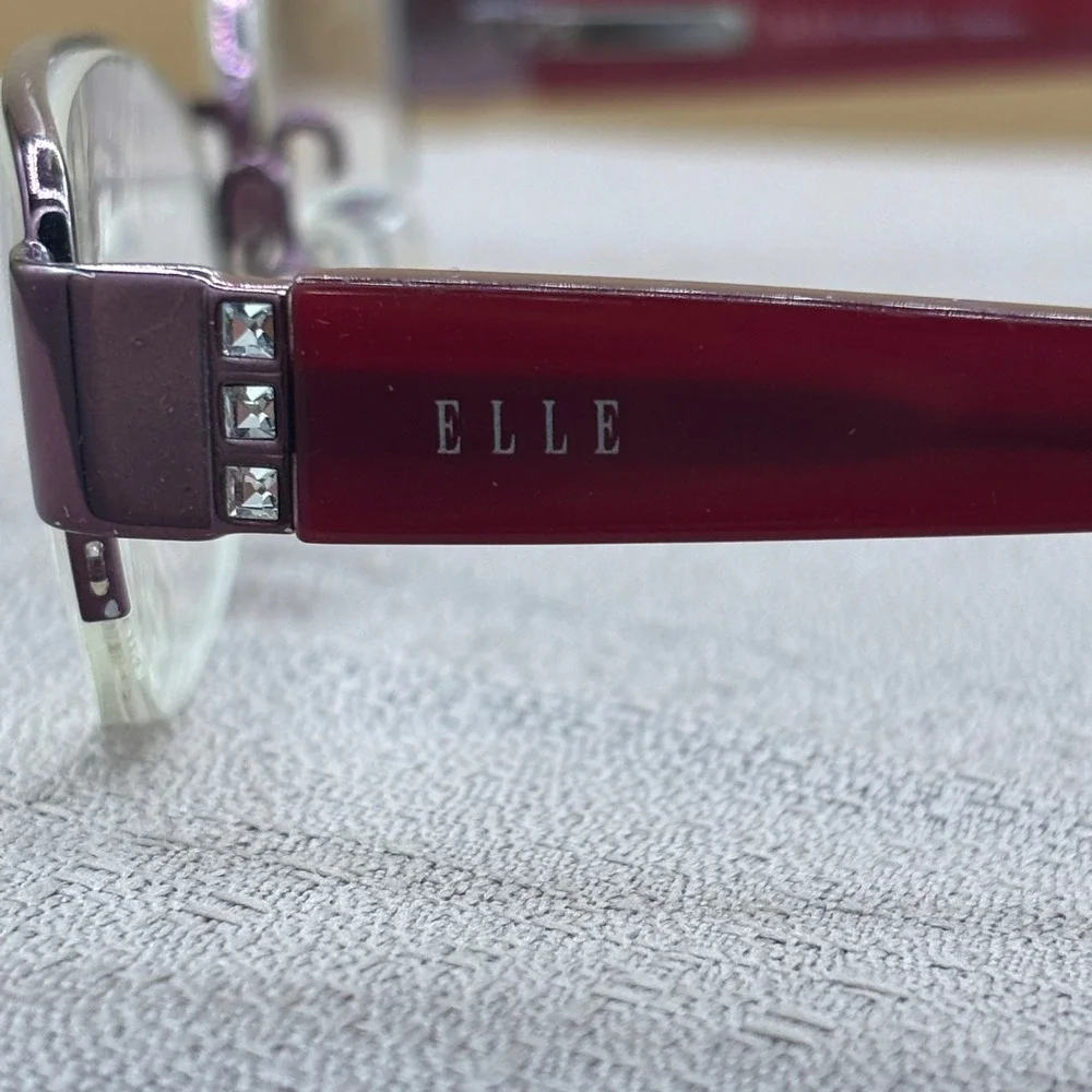 Elle EL18791 Red Purple Semi Rimless Eyeglass Frames 49-18-135 with Case